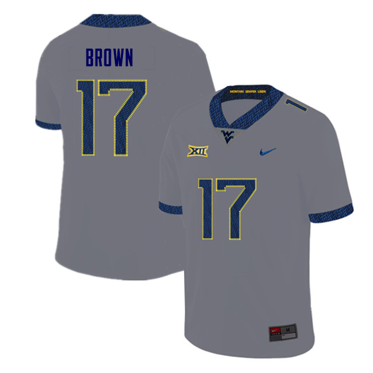 NCAA Men's Sam Brown West Virginia Mountaineers Gray #17 Nike Stitched Football College Authentic Jersey FO23F10PO